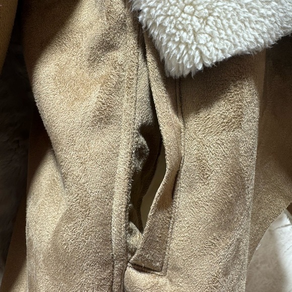 Ralph Lauren Tan Sherpa Suede Open Front Jacket, Women’s Petite XS fully linned - Picture 14 of 15